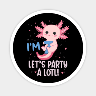 Funny 7th Birthday I'm 7 Years Old lets party Axolotl Magnet